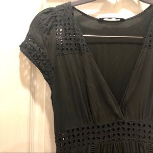 ZARA black tiered eyelet dress